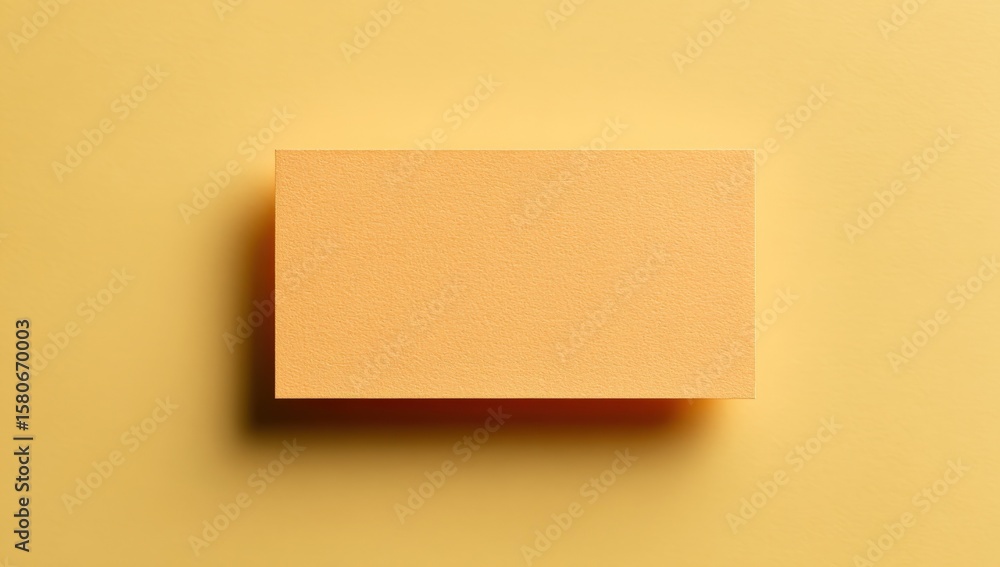 Poster minimalist aesthetic peach-colored rectangular block on pastel yellow background with soft shadows a