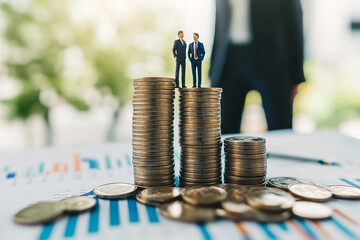 Miniature Businessmen on Coin Stacks