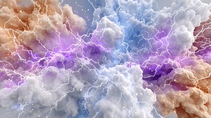 Stunning Violet and White Electrical Plasma with Dynamic Lightning Effects