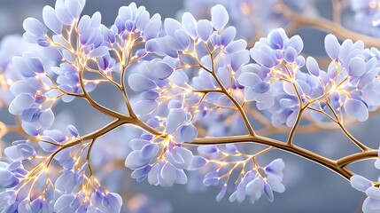 Elegant Violet and White Floral Design with Glowing Details