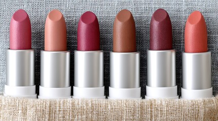 A Collection of Elegant Lipstick Tubes in Various Shades on Display
