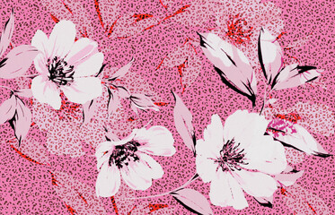 Colorful Botanical All Over Pattern with Texture Design