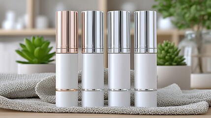 Elegant White Lipstick Tubes with Silver and Rose Gold Accents