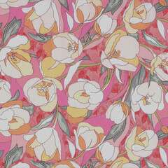 Colorful Botanical All Over Pattern with Texture Design