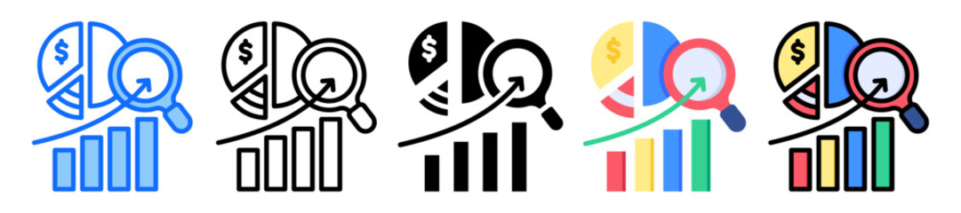 Market Research icon Multi Style Vector Illustration