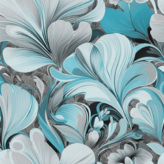 Colorful Botanical All Over Pattern with Texture Design