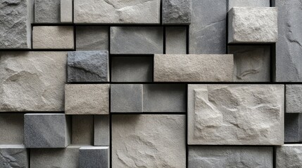 Natural stone masonry blocks in modern architectural pattern