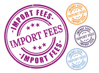 Import Tax Badge Pack, Grunge Rubber Customs Charges Stamp Set  