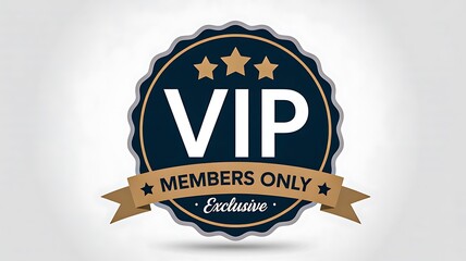 Vip badge label with exclusive members only text on white background for premium membership concept
