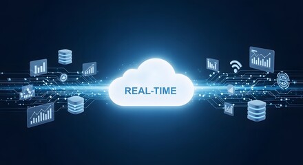 Digital cloud illustration with real time concept