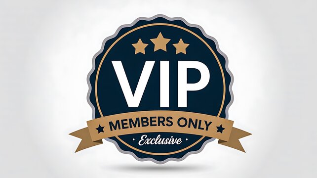 Vip badge label with exclusive members only text on white background for premium membership concept
 - Powered by Adobe