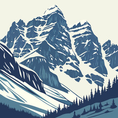 winter landscape with mountains