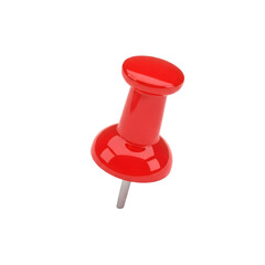 Red Push Pin on Transparent Background for Office and Organization