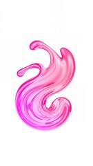 Obraz premium Gradient pink liquid swirl fluid 3D abstract trendy spiral shape on plain white background