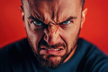 Frustrated Man Showing Anger on Solid Background
