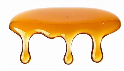 golden honey dripping in smooth glossy streams isolated on transparent cutout background