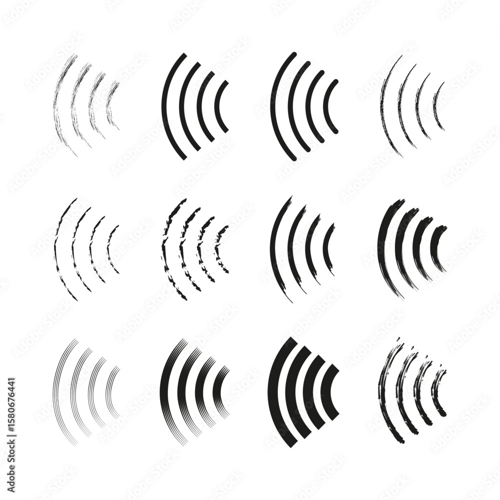 Poster signal wave icons. abstract sound bars. wireless communication symbols. vector wi fi indicators.