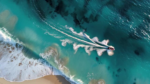 Beach on a paradise island with a small boat on the sea