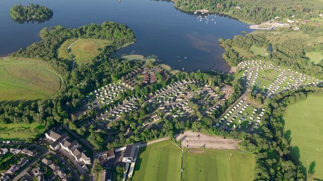 Aerial view of holiday caravan park in the Lake District
