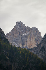 rock formation with blue sky in the dolomites