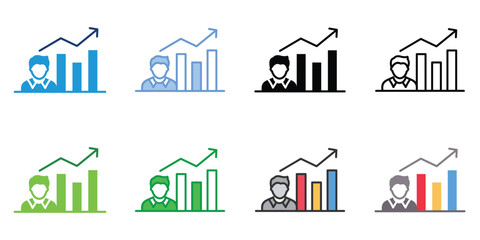 Job Performance Icons Set Vector Multiple Style Collection