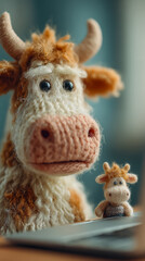 the generated art. Cute dreamy cow in a sadness mood	