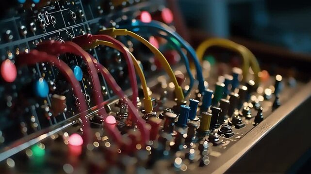 Modular synthesizer offers creative sound design possibilities for music production enthusiasts.