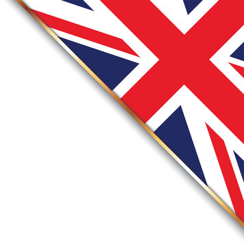 banner with flag of United Kingdom, corner banner with gold frame