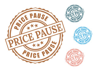 Temporary Price Halt Stamp Collection, Grunge Rubber Vector Labels  