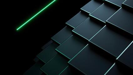 Abstract Geometric Design with Neon Green Line