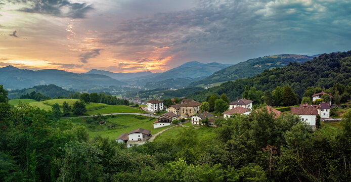 Sunrise from the Baztan Valley viewpoint (Navarra, Spain)
