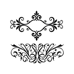 Ornate vintage frames and scroll elements.