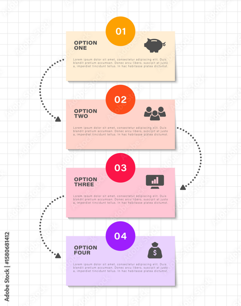 Aufkleber 4 steps modern infographic design. infographic layout for presentation slides