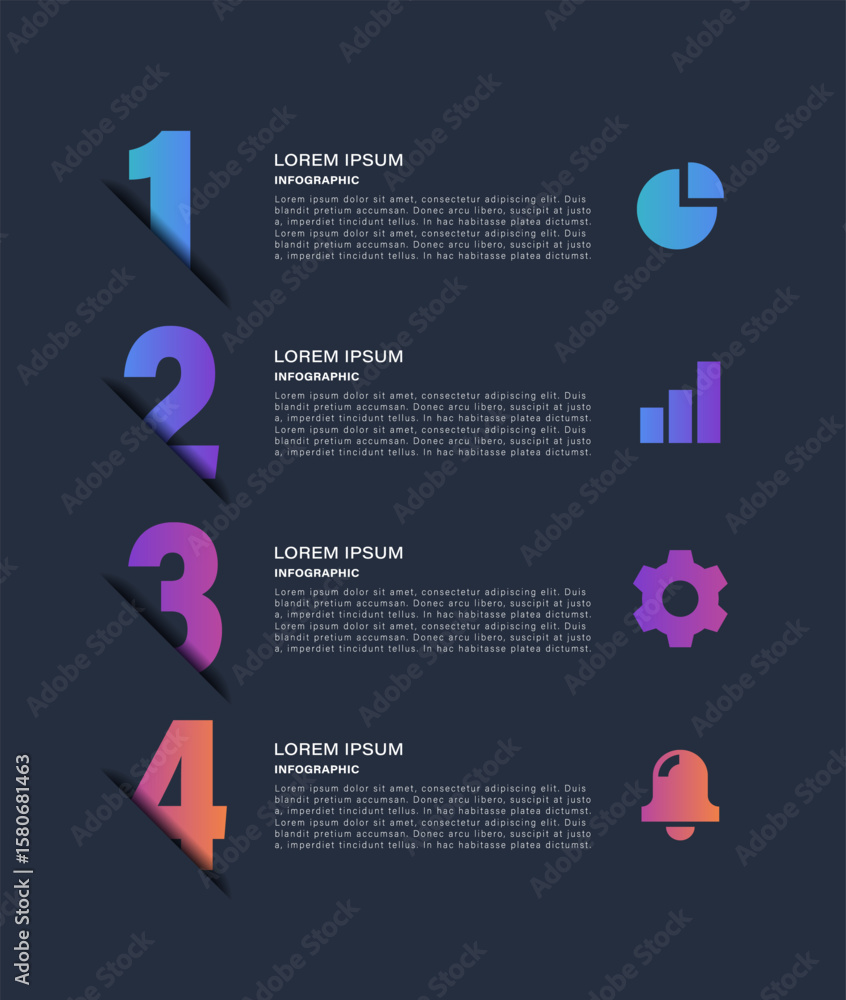 Poster dark infographic template with numbers and space for text. business and marketing infographic layout