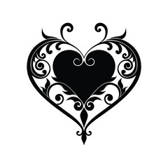 heart shaped ornament with floral victorian scrolls