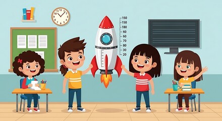 Children Launching a Rocket A Classroom of Imagination, Fun, and Learning for Young Students' Future