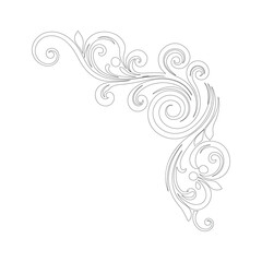 swirled corner ornament with victorian botanical theme