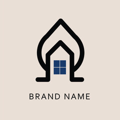 A house icon integrated with a leaf shape