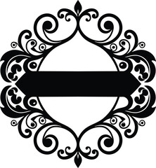 wedding monogram ornament with lace and baroque scrolls