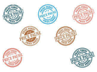 Diverse Price Pause Grunge Rubber Stamp Collection, Price Freeze Vector Set