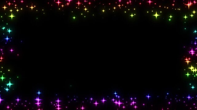 カラフルなキラキラしたフレームのエフェクト動画