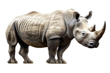 Fototapeta premium Isolated rhinoceros in profile on white