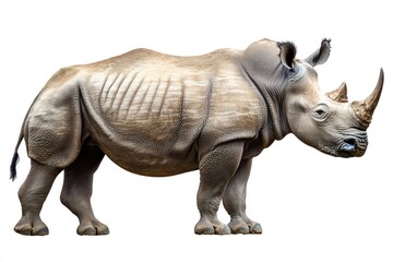 Obraz premium Isolated rhinoceros in profile on white