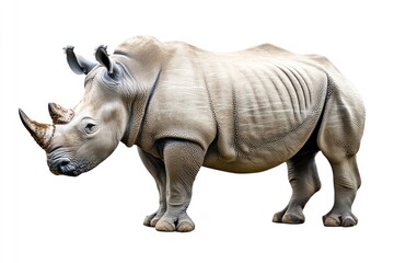 Obraz premium Isolated rhinoceros in profile on white