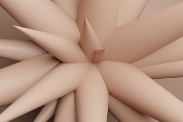 Abstract Geometric Blossom Shape in 3D with Mocha Mousse Color Palette, Ideal for Floral-Inspired Visual Concepts, Design Promos, or Organic-Futuristic Background Animations