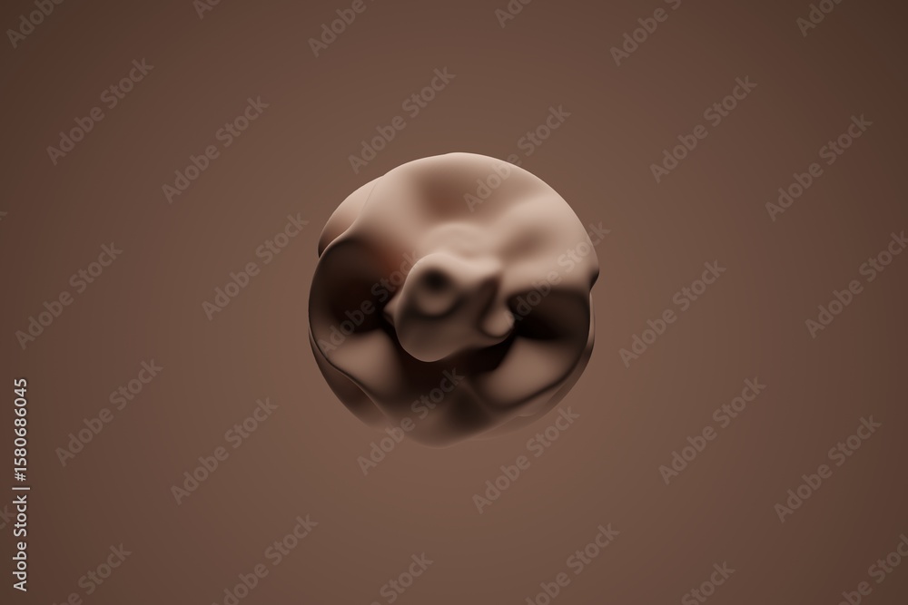 Aufkleber organic 3d render of abstract blob shape with soft curves and mocha mousse color palette for trendy 