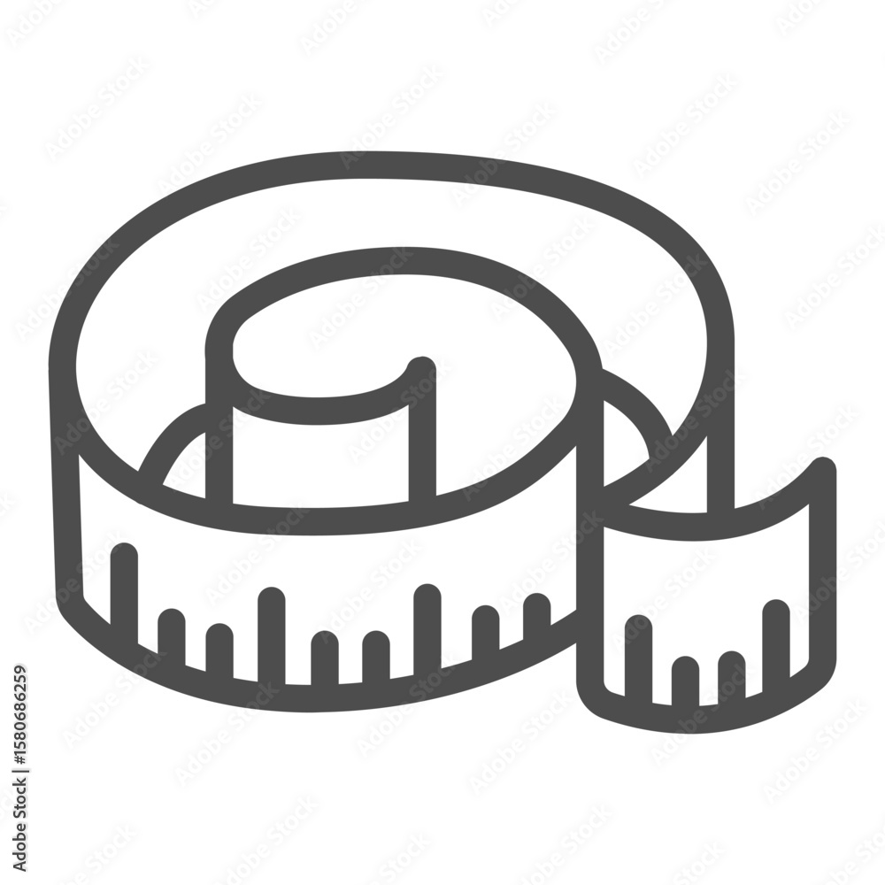 Poster ruler for measuring waist size line icon, sewing tools concept. vector graphics. tape ruler for widt