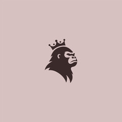 Crowned gorilla logo in bold and minimalist silhouette style.