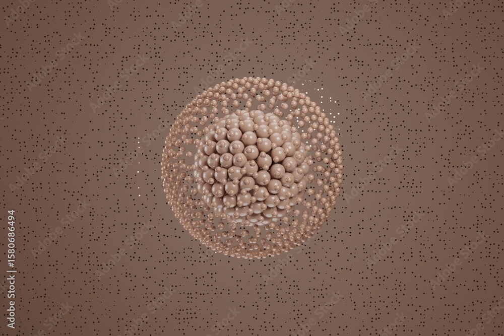 Aufkleber futuristic 3d structure combining cubes and particle grid matrix in mocha mousse colors, ideal for a
