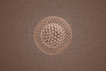 Futuristic 3D Structure Combining Cubes and Particle Grid Matrix in Mocha Mousse Colors, Ideal for Abstract Data Visuals, Sci-Fi Branding, or High-Tech Motion Backgrounds